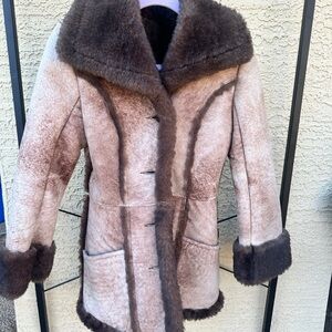 Elegant Brown Teddy Jacket with Shearling Trim suede lamb